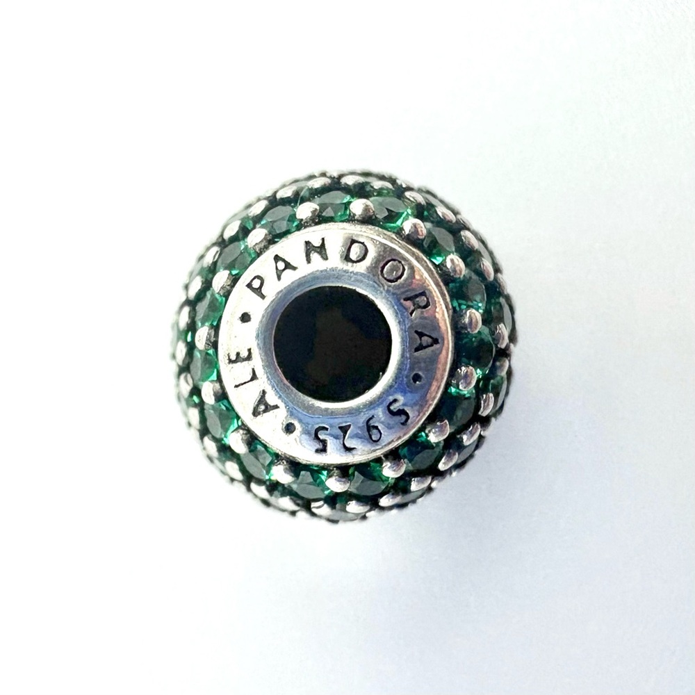 Pandora Essence Prosperity Emerald Green Pave Charm Sterling Silver 925 - Picture 3 of 3